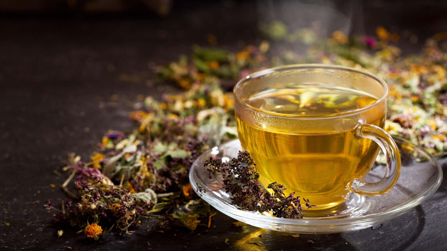 herbal fruit tea. glass teacup rose