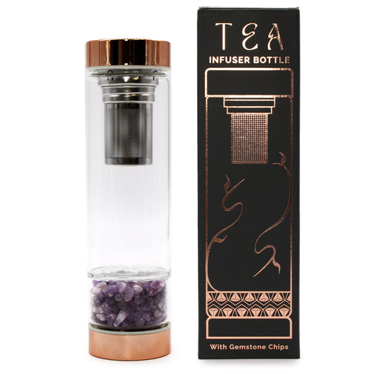 amethyst glass tea infuser bottle