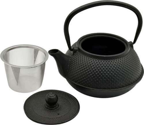cast iron teapot, infuser